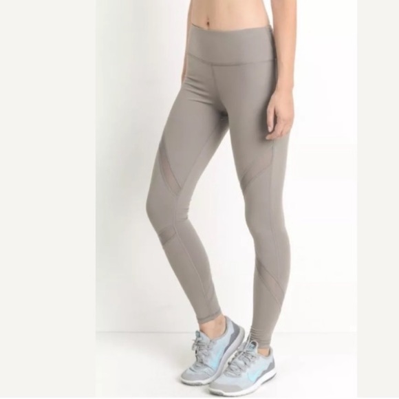 Mocha Workout Athletic Mesh High Waist Leggings - Picture 3 of 5
